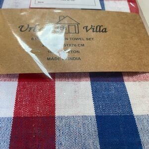 Urban Villa Red & Blue Cotton Towel Set cloth napkins new in pack 4th of July